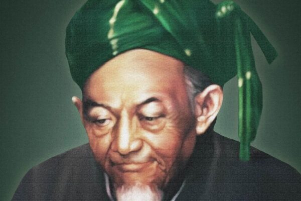 Potret KH. Hasyim Asy'ari, ulama pendiri Nahdlatul Ulama dan pahlawan nasional Indonesia.