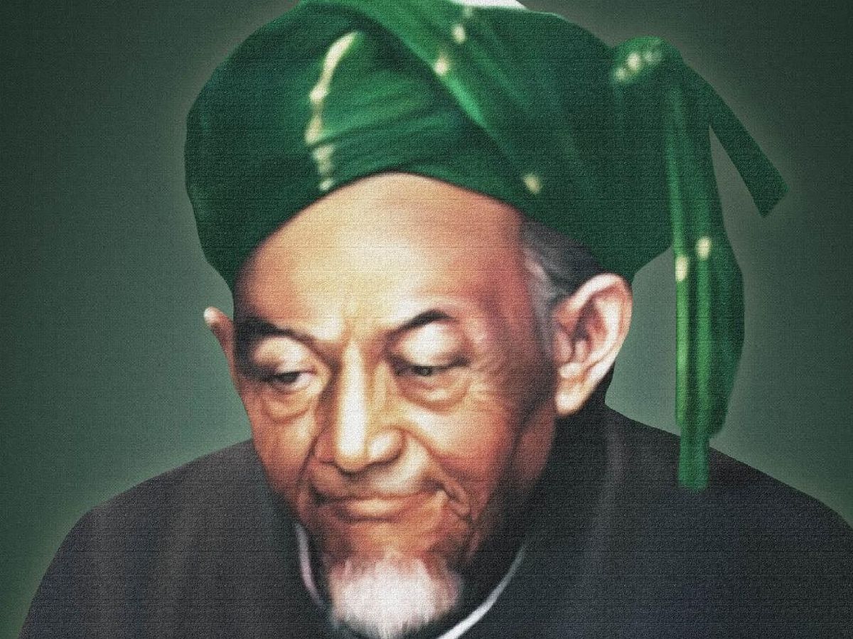 Potret KH. Hasyim Asy'ari, ulama pendiri Nahdlatul Ulama dan pahlawan nasional Indonesia.