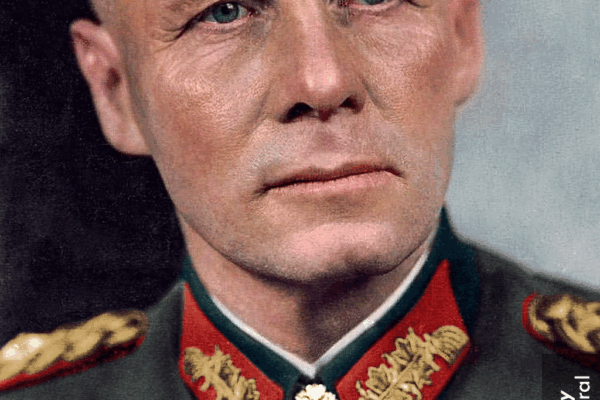 Potret Erwin Rommel mengenakan seragam militer Jerman lengkap dengan medali.
