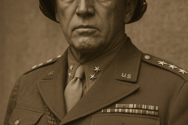George S. Patton: Jenderal Amerika Paling Ditakuti di medan Perang Dunia II Potret George S. Patton dengan helm tiga bintang dan seragam militer AS